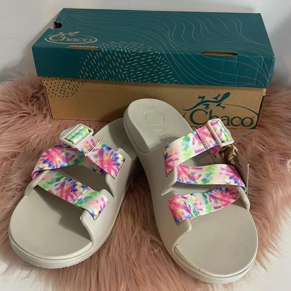 Chaco chillos slide sandals light tie dye size 9 multicolor - Picture 2 of 8